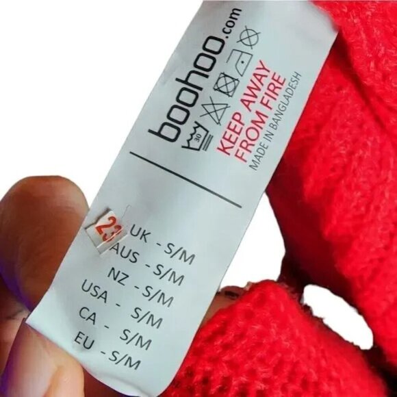 Boohoo Red Edge-to-Edge Waffle Knit Open Cardigan | Women's Small | NWT - Picture 7 of 8